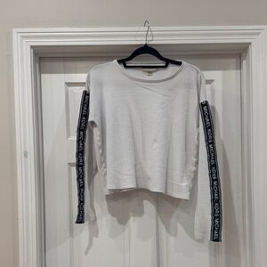Michael Kors White Long Sleeve Tee with Branded Sleeves